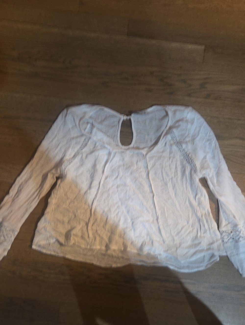 Hollister White Long-Sleeve Lace-Trim Peasant Blouse